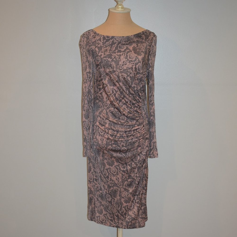 LK Bennett Snakeskin Print Long Sleeve Dress